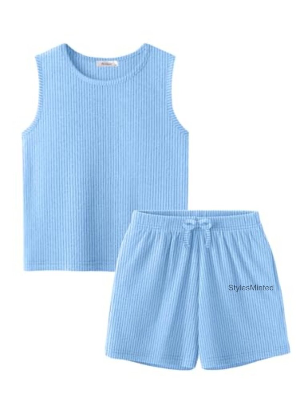 Girls Sleeveless Rib Knit Top Shorts Set 2 Piece Summer Outfit